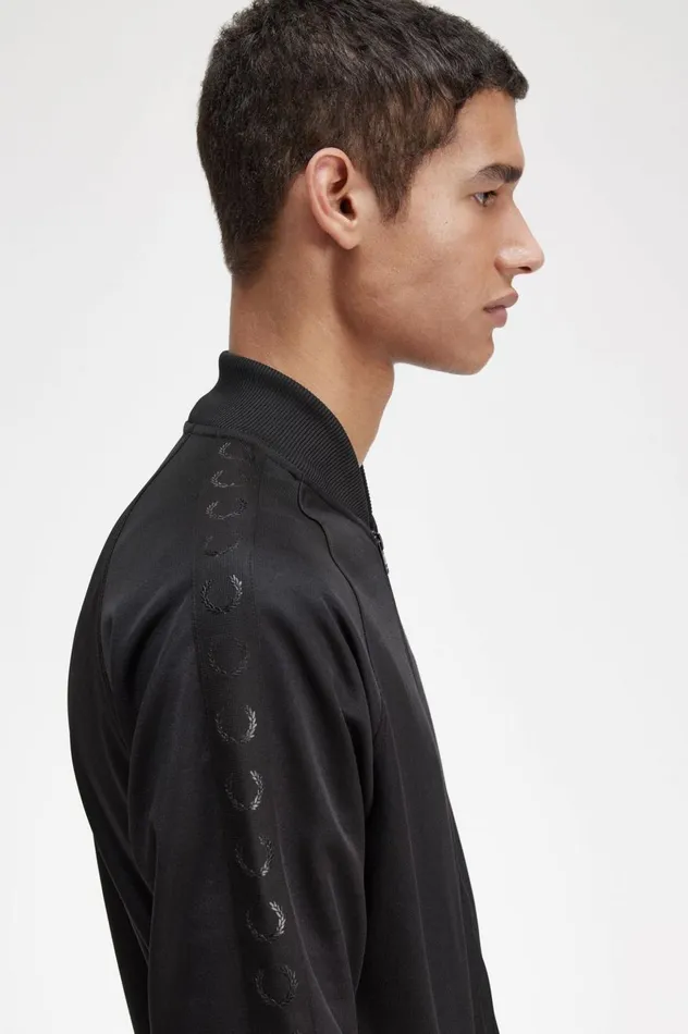 Men Tonal Tape Track Jacket Black Fred Perry Track Jackets