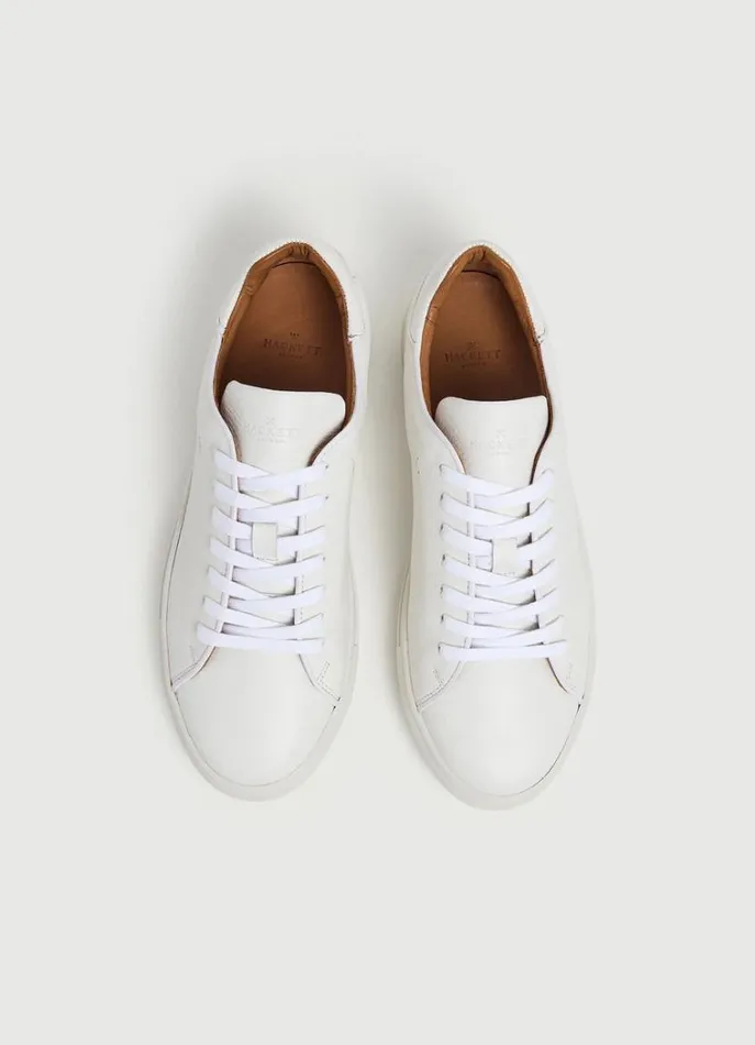 Men Trainers Hackett London Classic Leather Trainers White