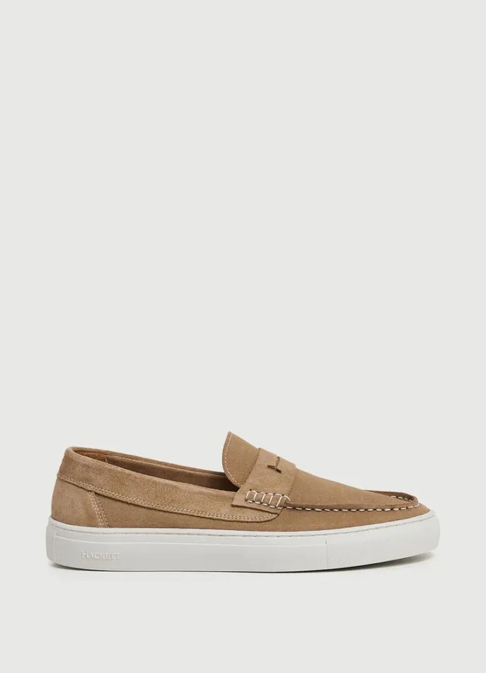 Men Trainers Hackett London Suede Hybrid Shoes Sand Beige