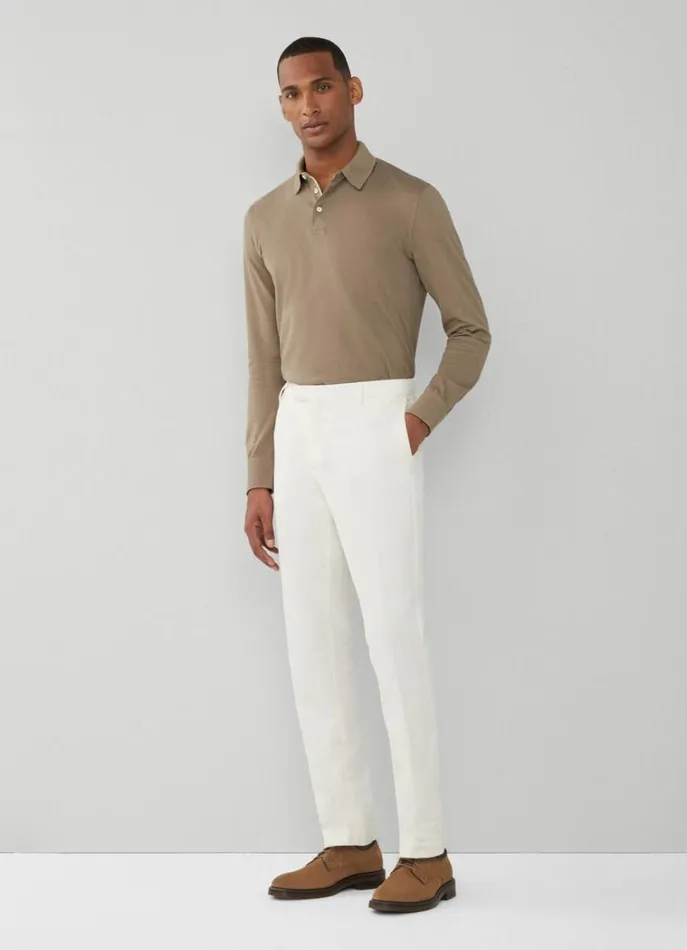 Men Trousers and Chinos Hackett London Slim Fit Herringbone Chinos Ecru White Men Trousers and Chinos Hackett London Slim Fit Herringbone Chinos Ecru White