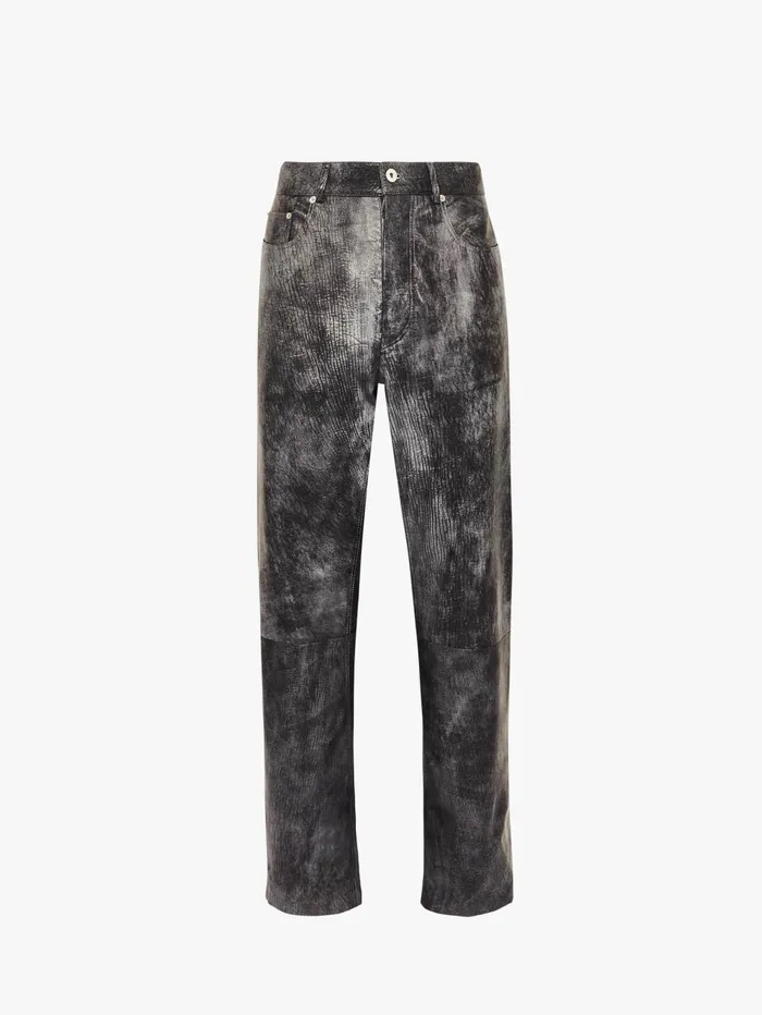 Men Trousers and Shorts JW Anderson STRAIGHT LEG LEATHER TROUSERS Grey