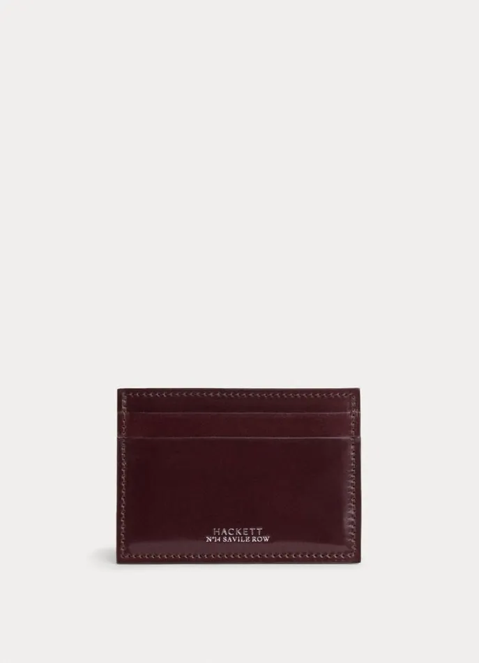 Men Wallets and Cardholders Hackett London Leather Card Holder Oxblood Red