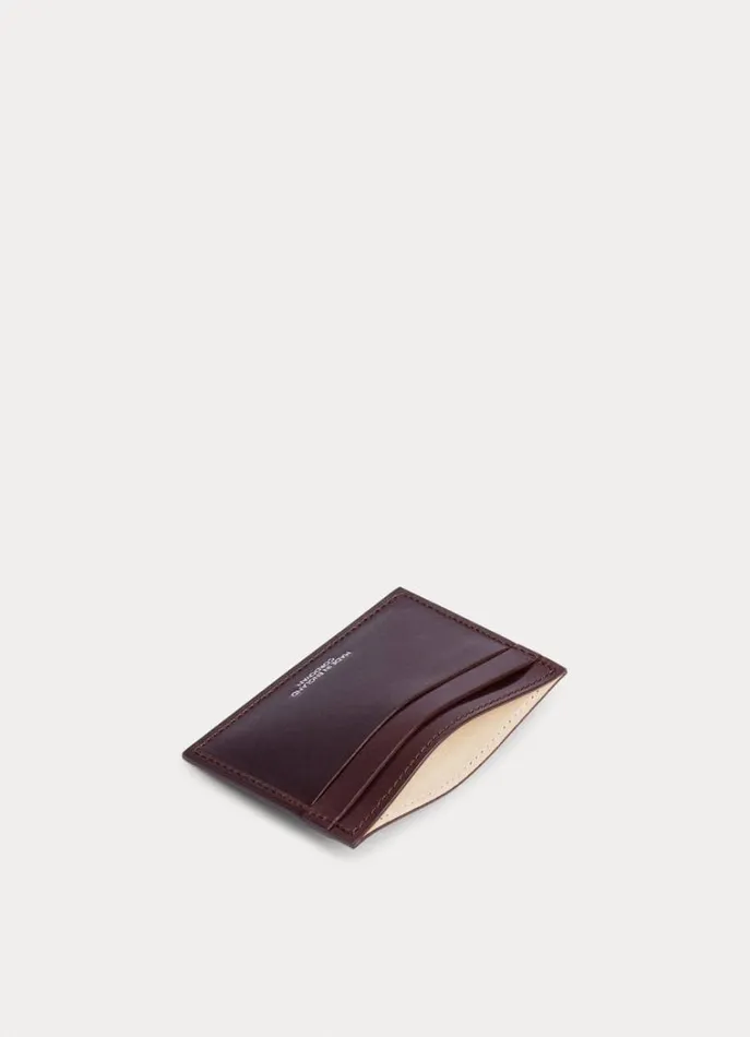 Men Wallets and Cardholders Hackett London Leather Card Holder Oxblood Red