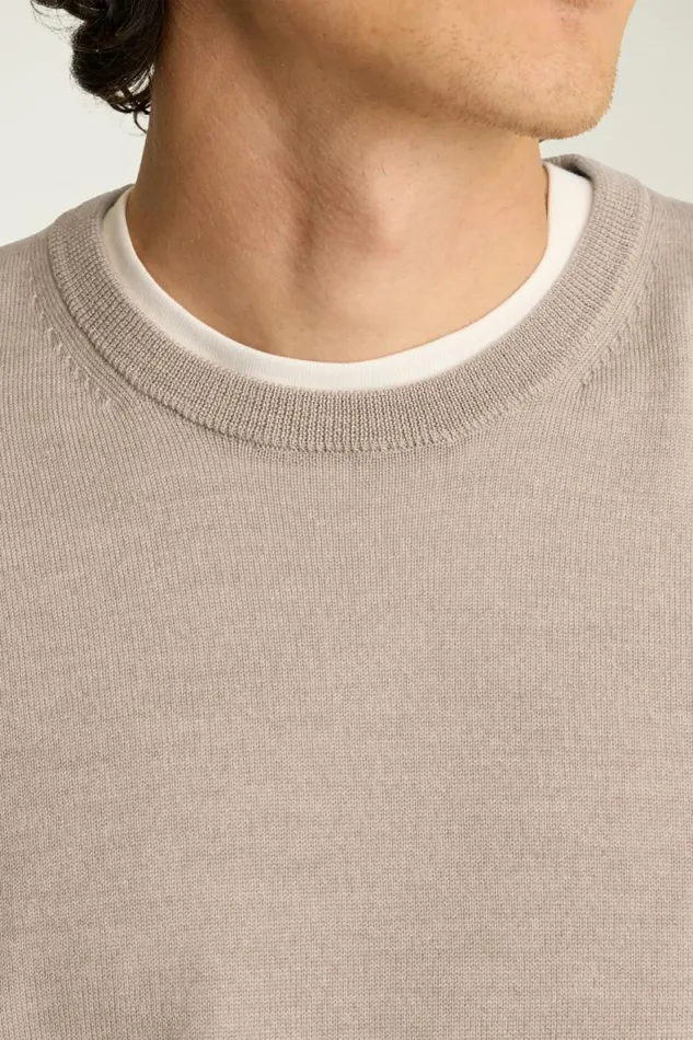 Men Washable Merino Crew Neck Sweater Heather Oatmeal Bonobos Crew and VNeck Sweaters