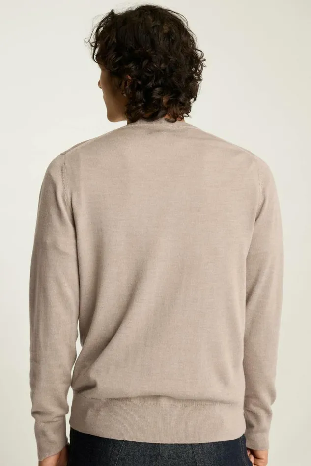 Men Washable Merino Crew Neck Sweater Heather Oatmeal Bonobos Crew and VNeck Sweaters