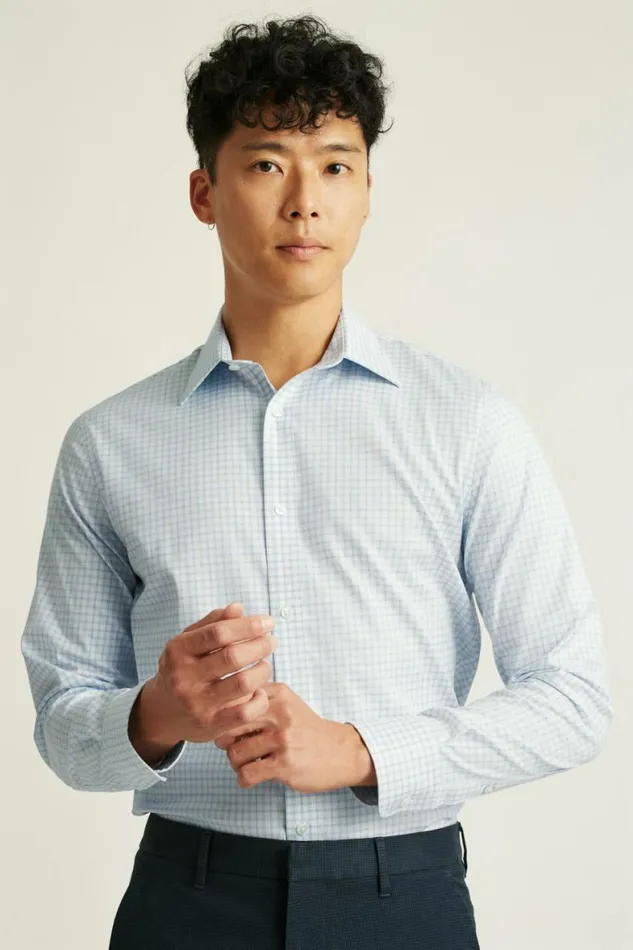 Men Weekday Warrior Dress Shirt Blue And Grey Plaid Bonobos Business Casual Shirts