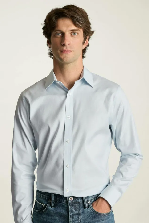 Men Weekday Warrior Dress Shirt Blue White Micro Stripe Bonobos Business Casual Shirts