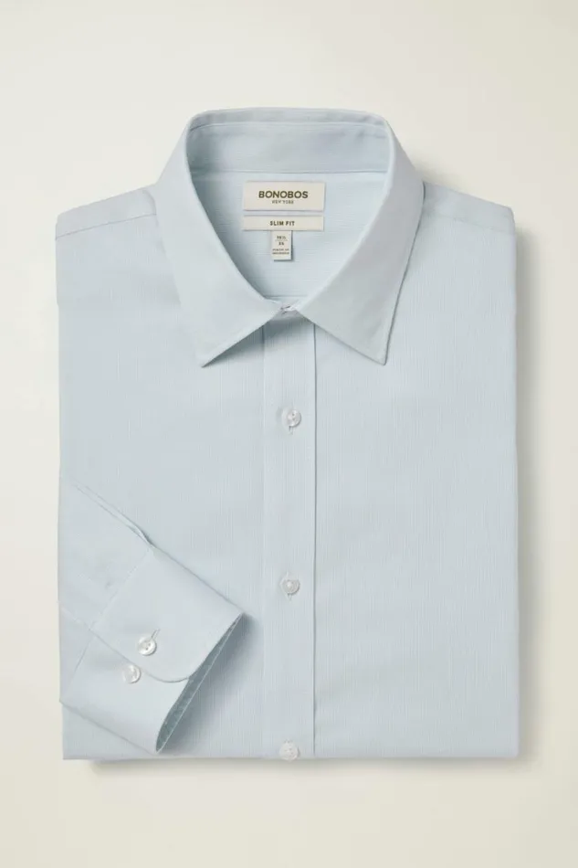 Men Weekday Warrior Dress Shirt Blue White Micro Stripe Bonobos Business Casual Shirts