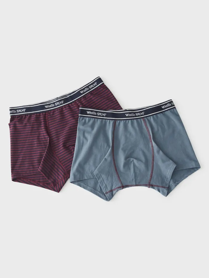 Men White Stuff Accessories 2 Pack Boxers Plain And Stripe