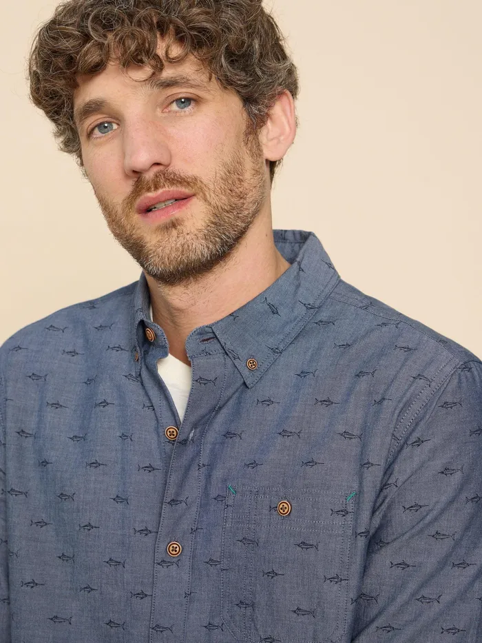 Men White Stuff Clothing Swordfish Printed Shirt Men White Stuff Clothing Swordfish Printed Shirt