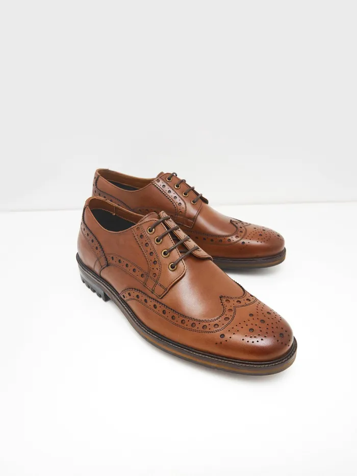 Men White Stuff Footwear Arlo Brogue Leather Shoe