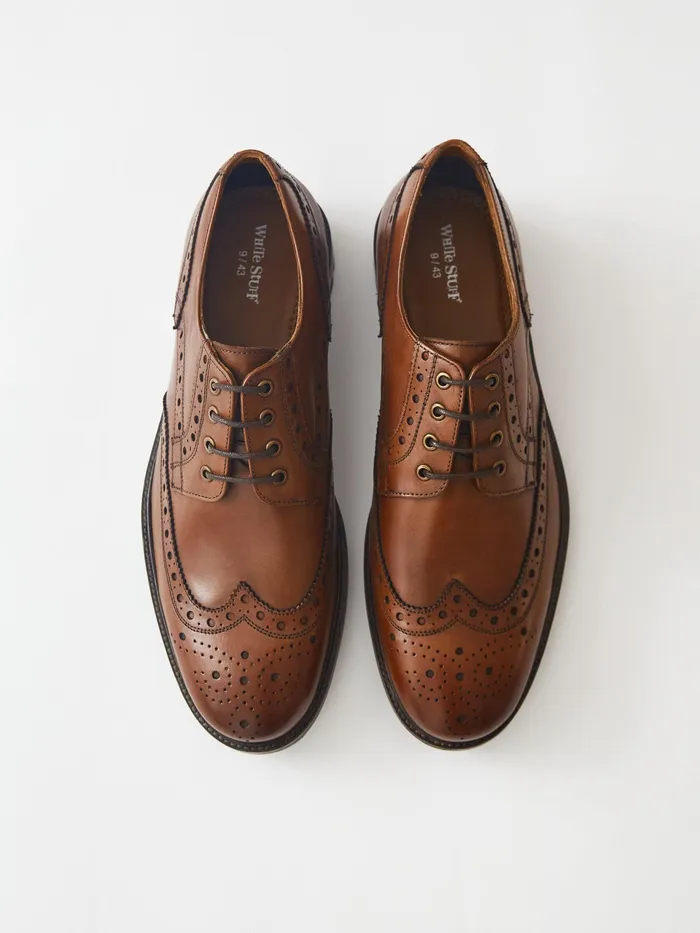 Men White Stuff Footwear Arlo Brogue Leather Shoe