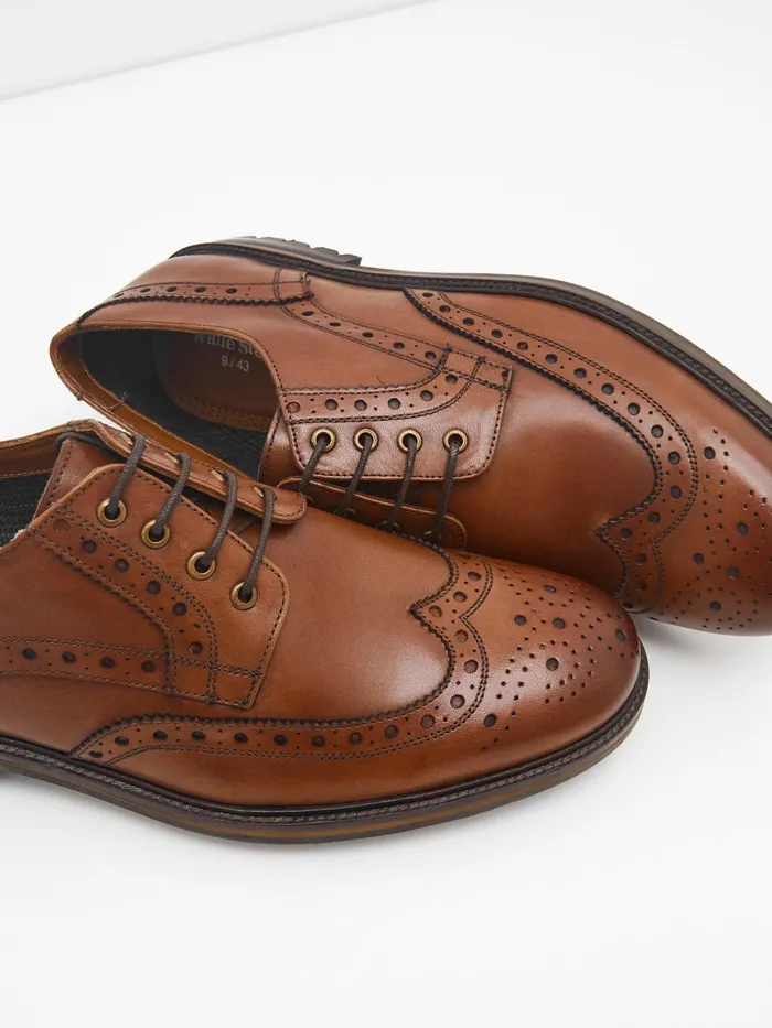 Men White Stuff Footwear Arlo Brogue Leather Shoe
