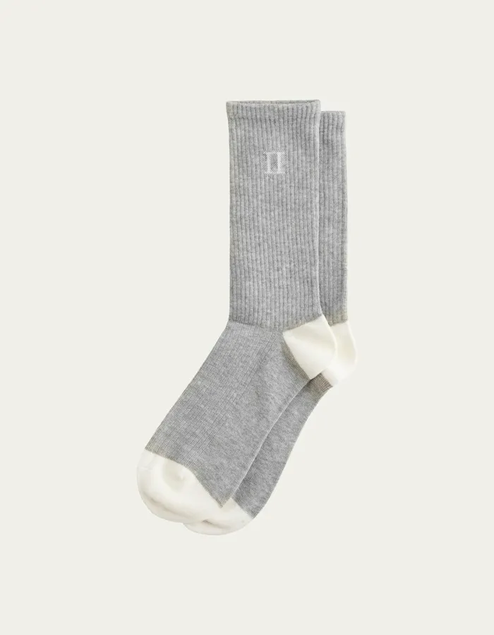 Men William 2Pack Socks 8211 Light Grey MelangeWhite Les Deux Underwear