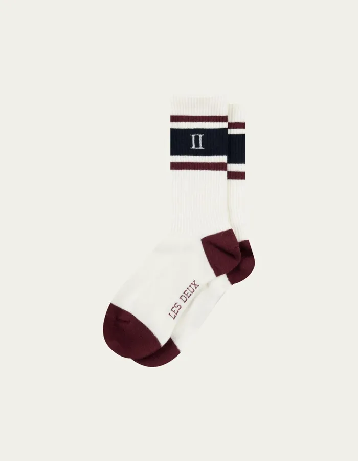 Men William Stripe 2Pack Socks 8211 Off WhiteDark Navy Les Deux Underwear