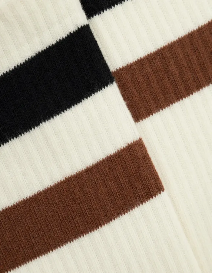 Men Woods Rib Stripe Socks 8211 2Pack 8211 Off WhiteBlack Les Deux Underwear
