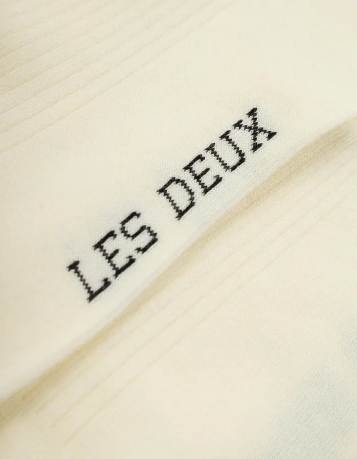 Men Woods Rib Stripe Socks 8211 2Pack 8211 Off WhiteBlack Les Deux Underwear