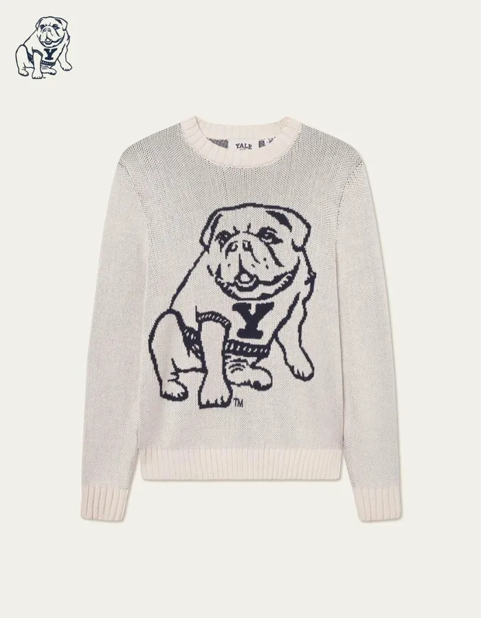 Men Yale Bulldog Cotton Knit 8211 Ivory Les Deux Knitwear