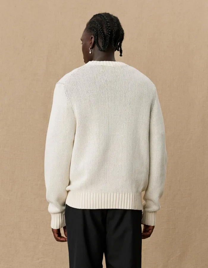 Men Yale Bulldog Cotton Knit 8211 Ivory Les Deux Knitwear