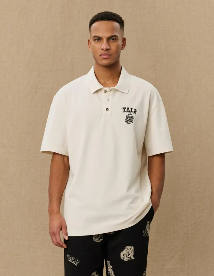 Men Yale Bulldog Polo SS 8211 IvoryBlack Les Deux Tshirts