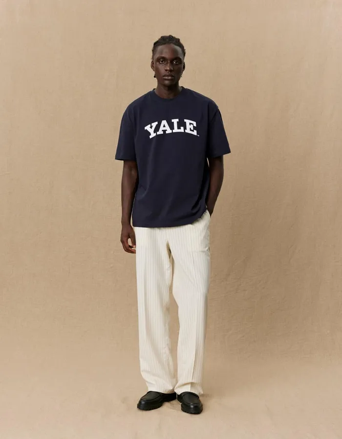 Men Yale Logo TShirt 8211 Dark Navy Les Deux Tshirts