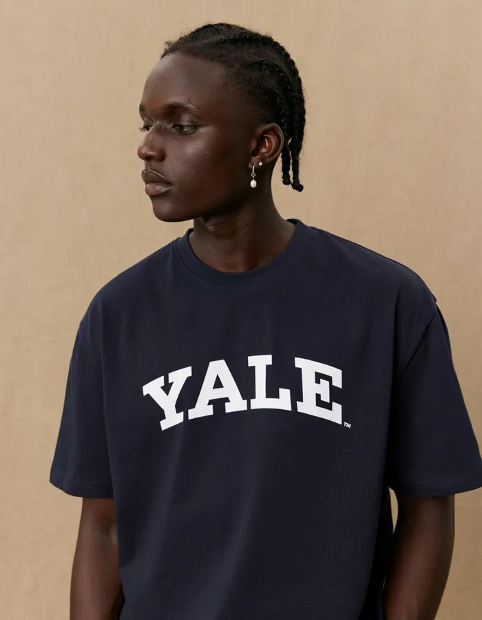 Men Yale Logo TShirt 8211 Dark Navy Les Deux Tshirts