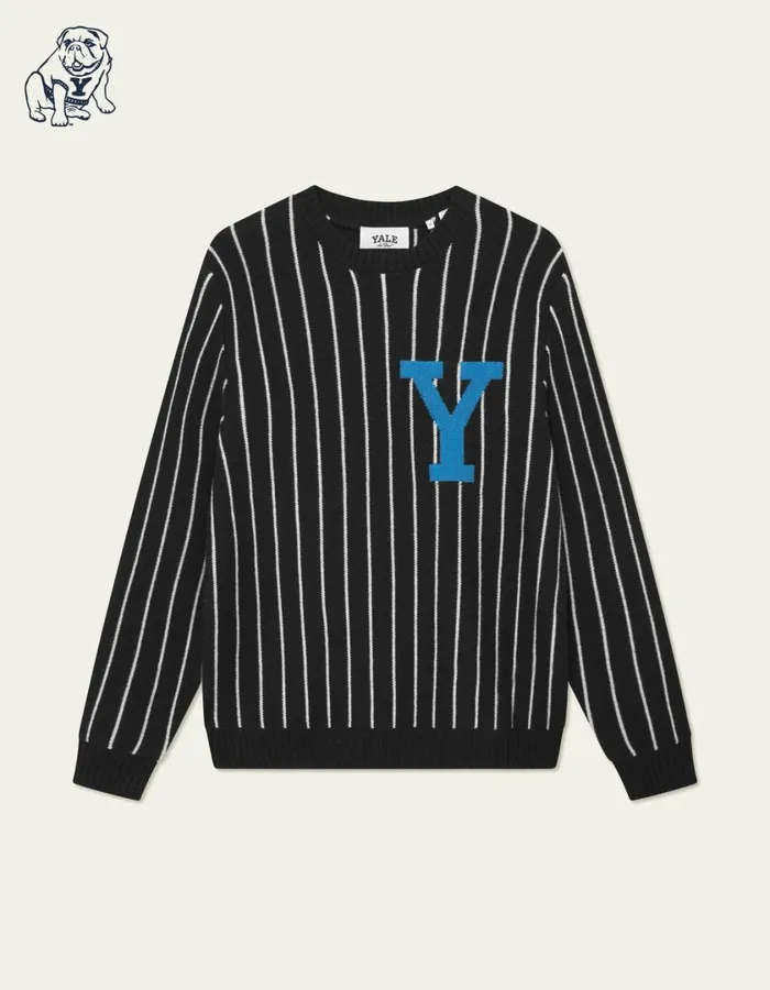 Men Yale Y Pinstripe Knit 8211 BlackBlack Les Deux Knitwear