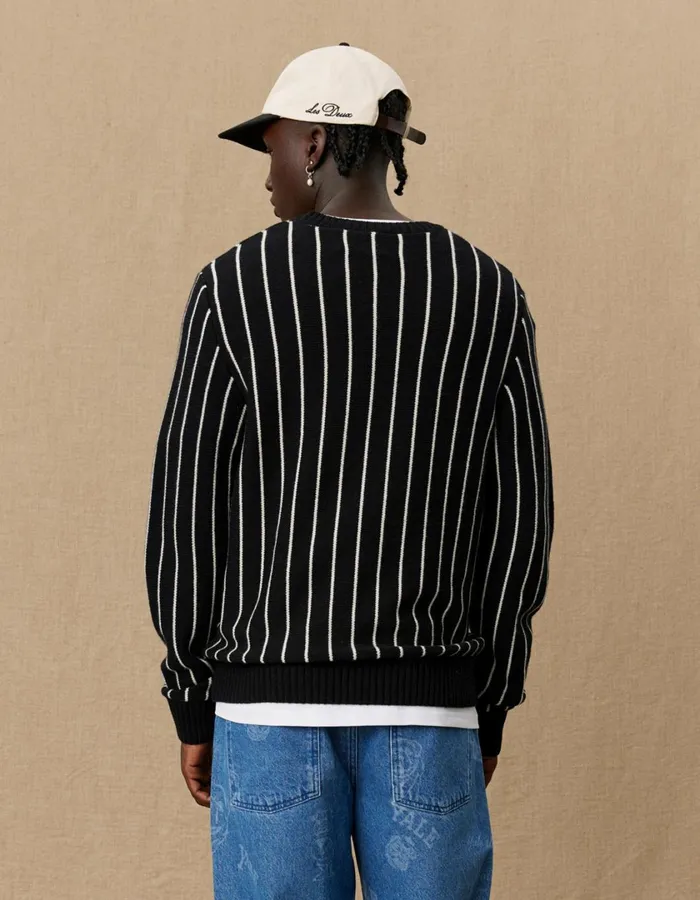 Men Yale Y Pinstripe Knit 8211 BlackBlack Les Deux Knitwear
