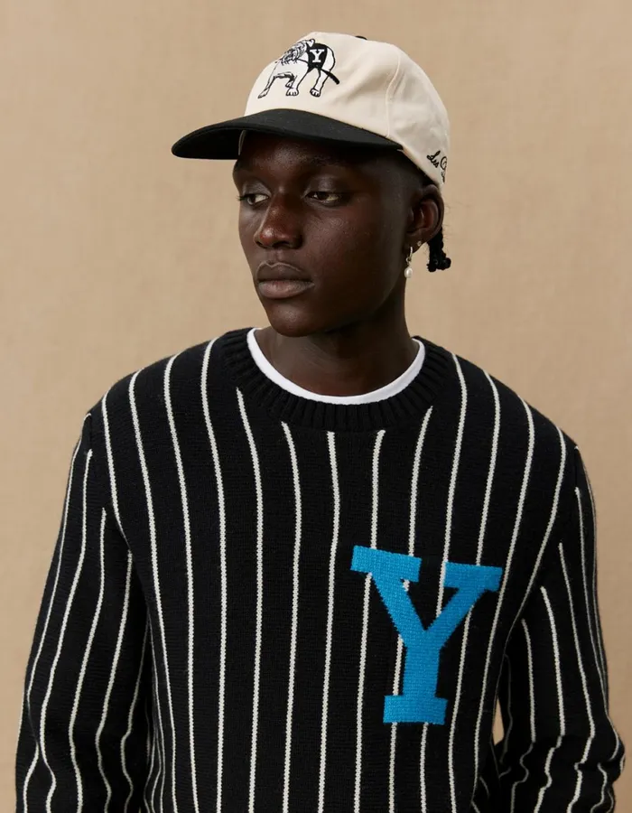 Men Yale Y Pinstripe Knit 8211 BlackBlack Les Deux Knitwear
