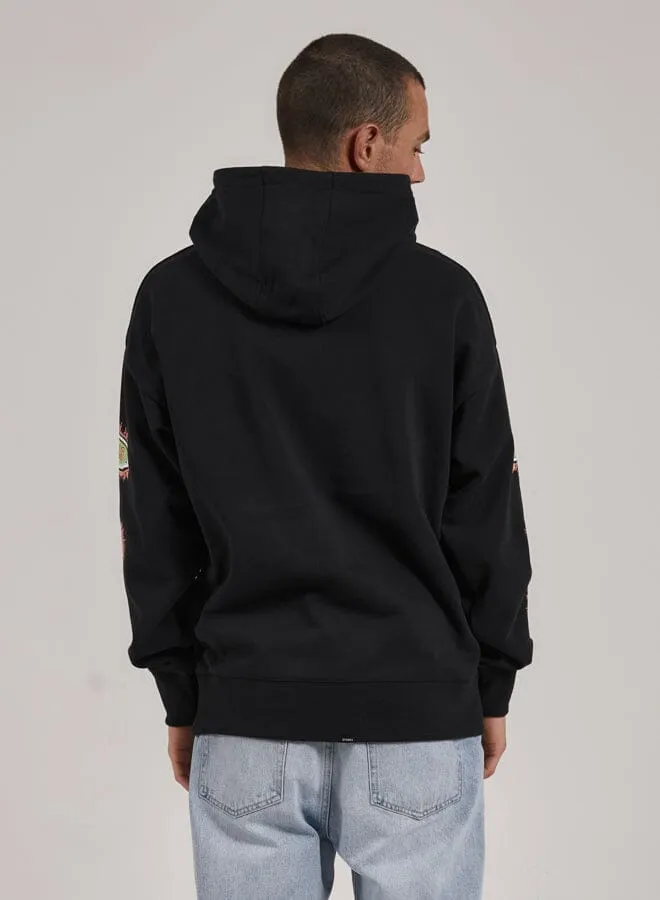 Mens Acid Test Slouch Pull On Hood Washed Black Thrills Sweaters and Fleece