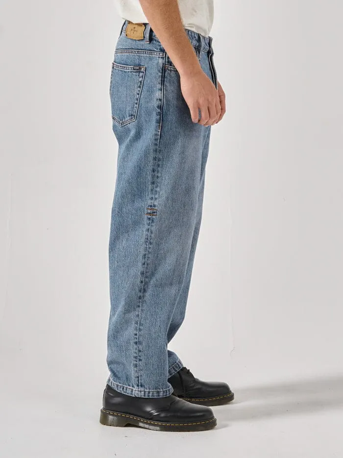 Mens Big Slacker Denim Jean Weathered Blue Thrills Denim
