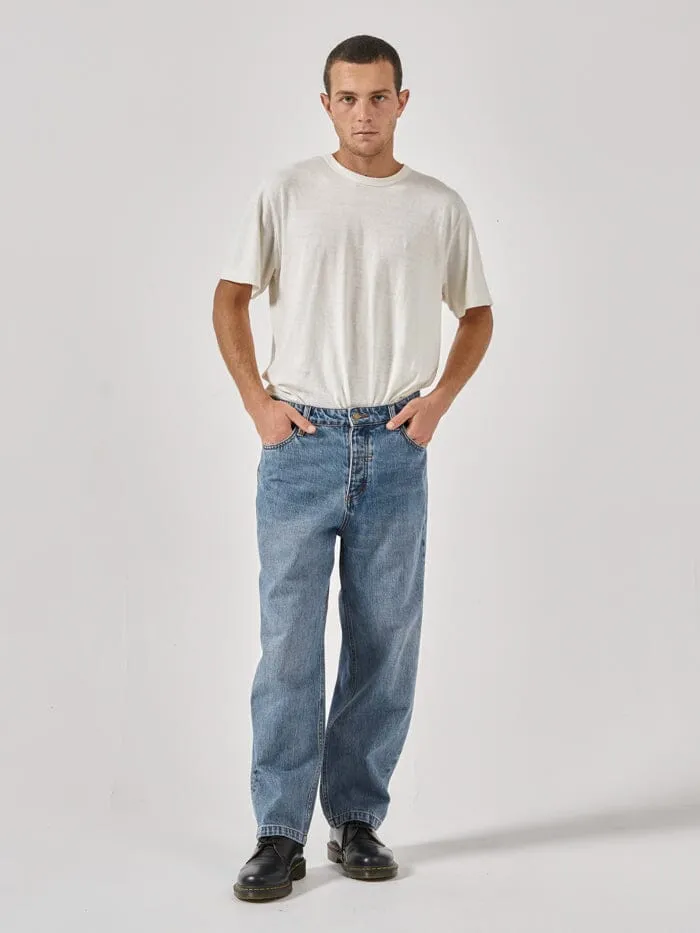Mens Big Slacker Denim Jean Weathered Blue Thrills Denim
