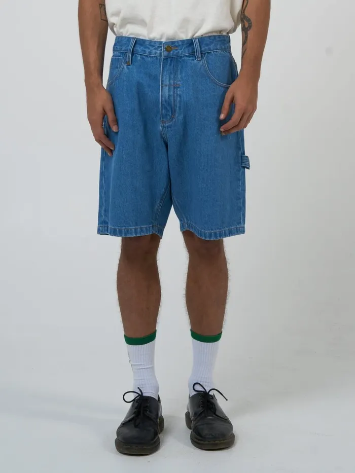 Mens Big Slacker Denim Short Peel Blue Thrills Denim Shorts