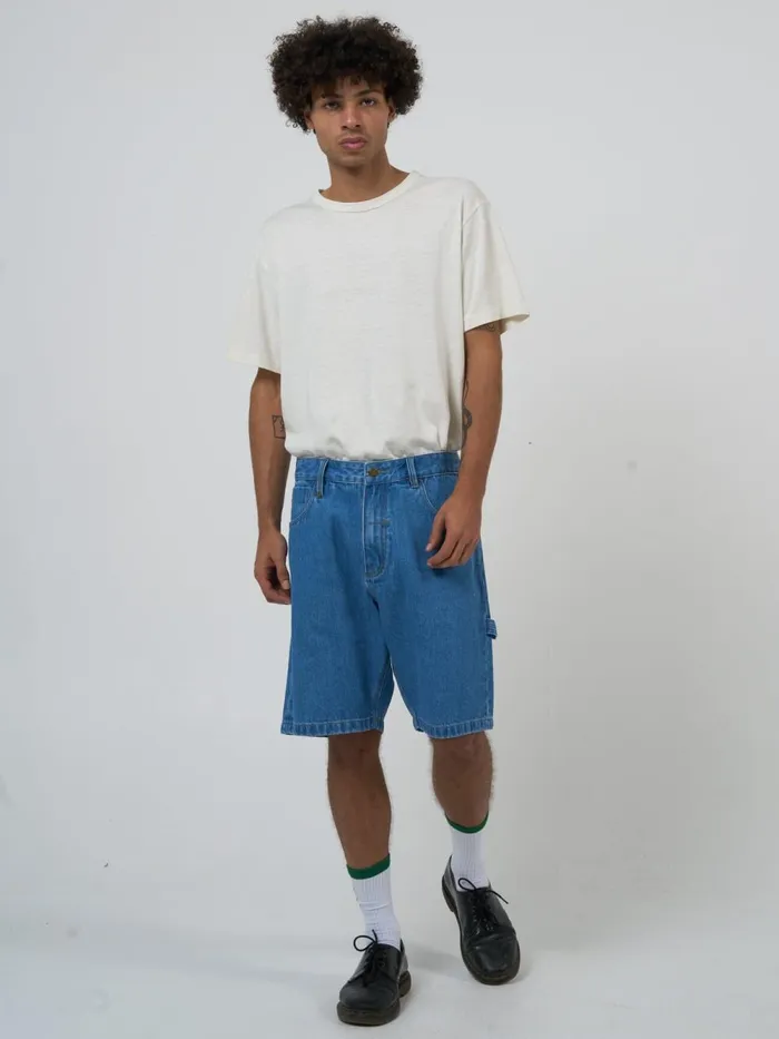 Mens Big Slacker Denim Short Peel Blue Thrills Denim Shorts