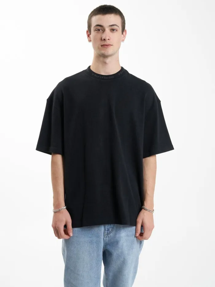 Mens Cortex Box Fit Oversize Tee Black Thrills Tees and Tank Tops