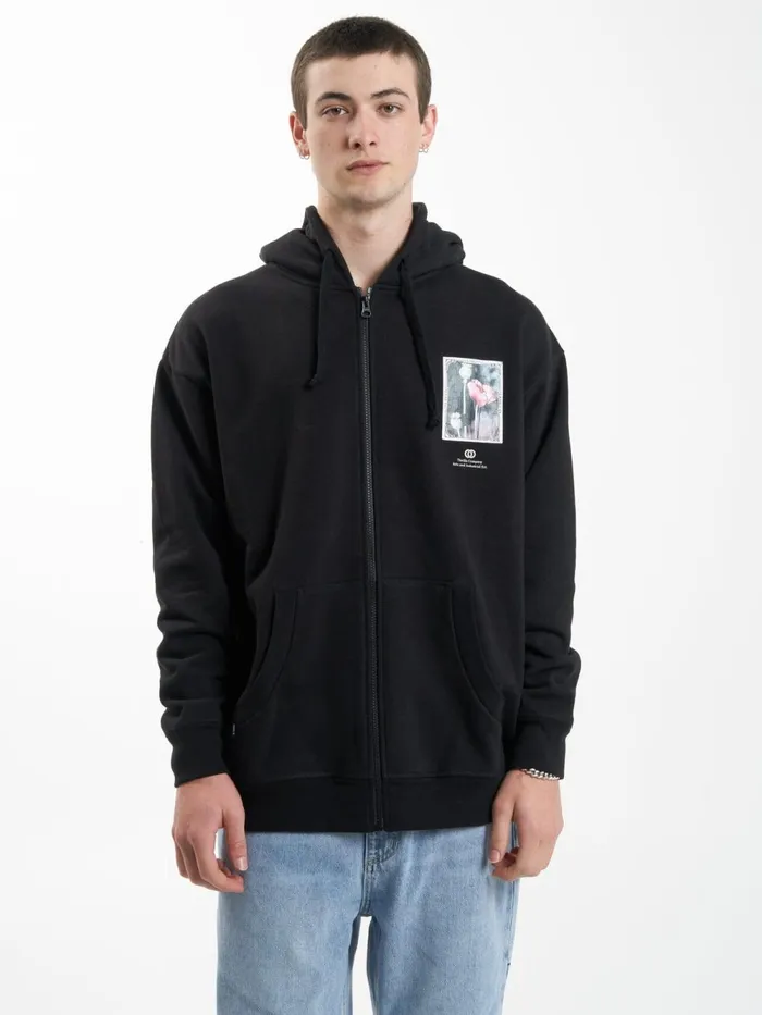 Mens Cortex Zip Hood Fleece Black Thrills Sweaters and Fleece