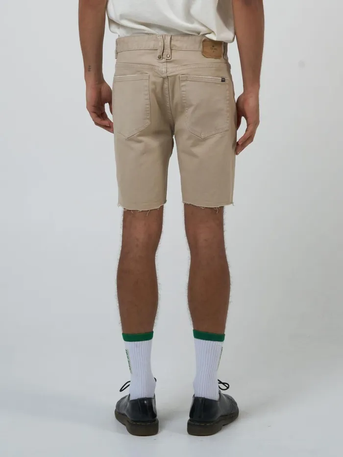 Mens Destroyed Bones Denim Short Smokey Taupe Thrills Denim Shorts