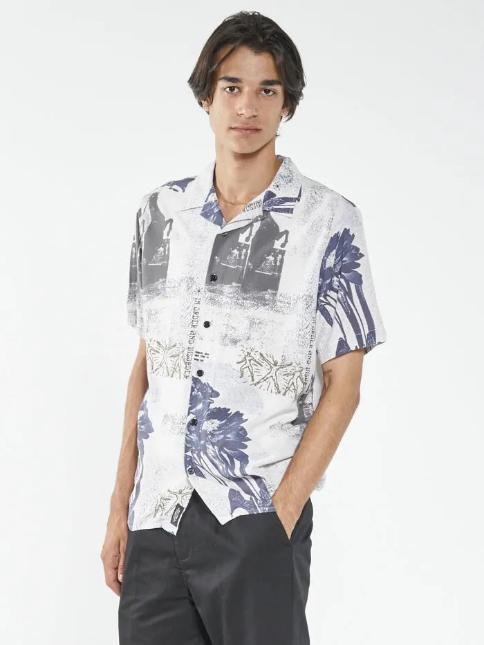 Mens In Order and Disorder Bowling Shirt White Thrills Shirts