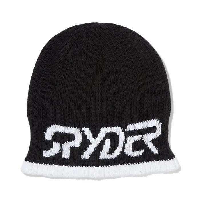 Mens Logo Beanie Black Spyder Hats