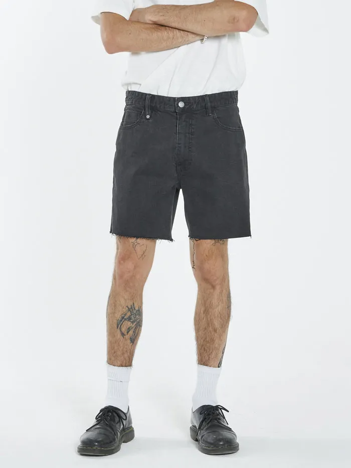 Mens Mandude Denim Short Aged Black Thrills Denim Shorts