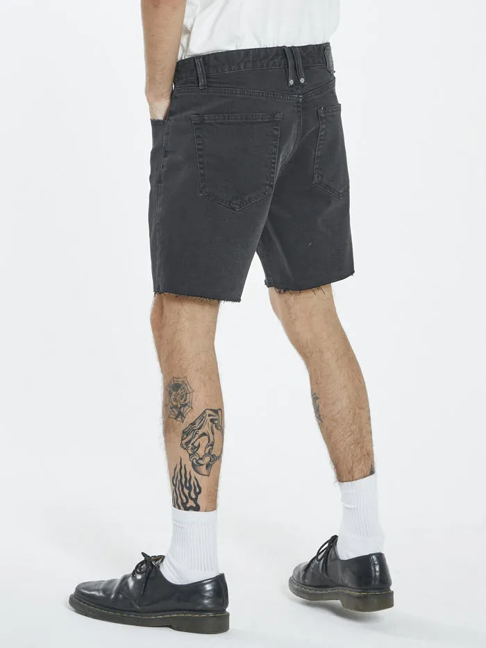 Mens Mandude Denim Short Aged Black Thrills Denim Shorts