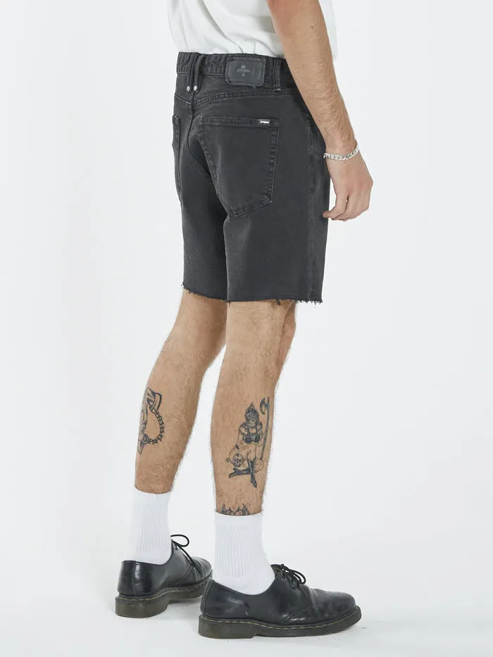 Mens Mandude Denim Short Aged Black Thrills Denim Shorts