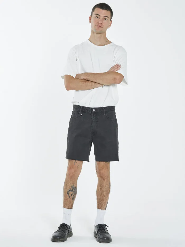 Mens Mandude Denim Short Aged Black Thrills Denim Shorts