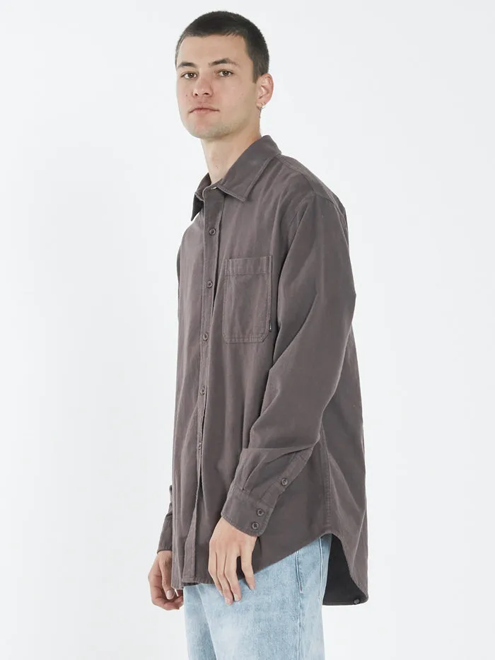 Mens Ops Oversized Long Sleeve Flannel Shirt Plum Thrills Shirts