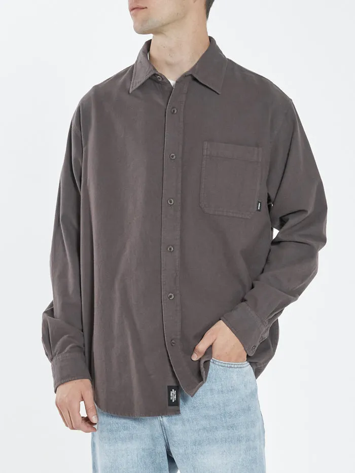 Mens Ops Oversized Long Sleeve Flannel Shirt Plum Thrills Shirts