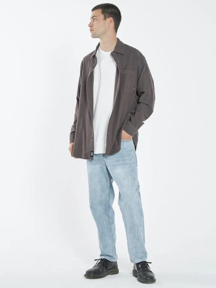 Mens Ops Oversized Long Sleeve Flannel Shirt Plum Thrills Shirts