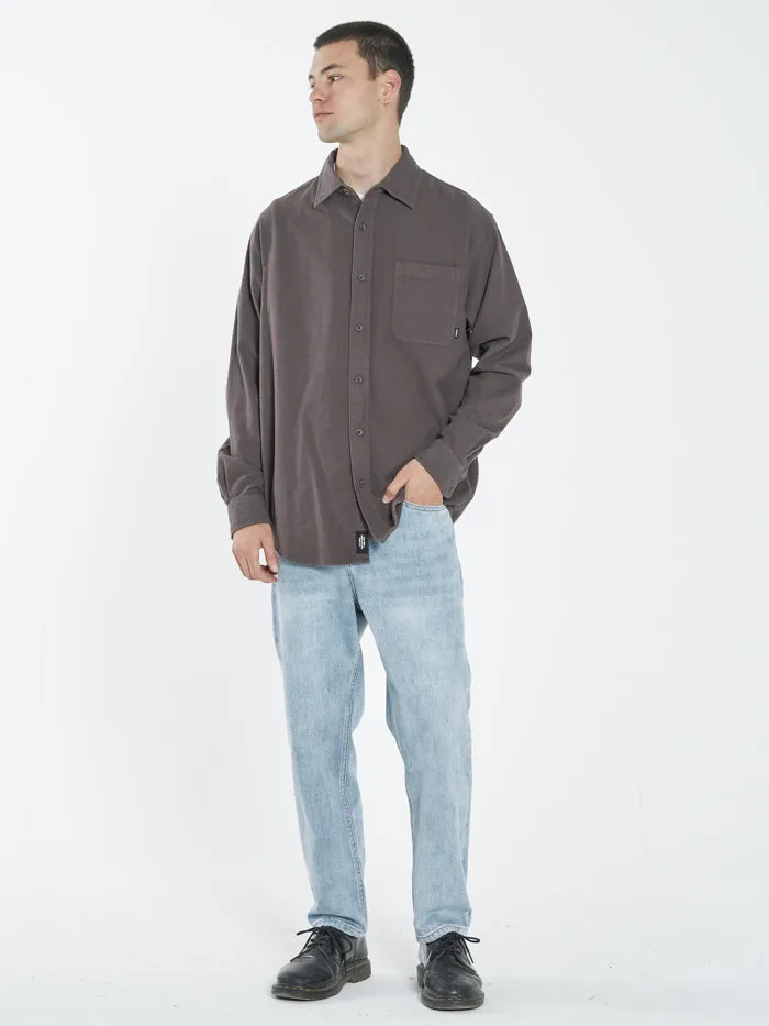 Mens Ops Oversized Long Sleeve Flannel Shirt Plum Thrills Shirts