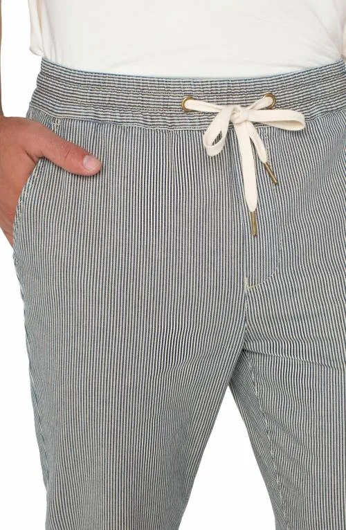 Mens Pants Liverpool Los Angeles Drawstring Utility Pant Ecru Navy