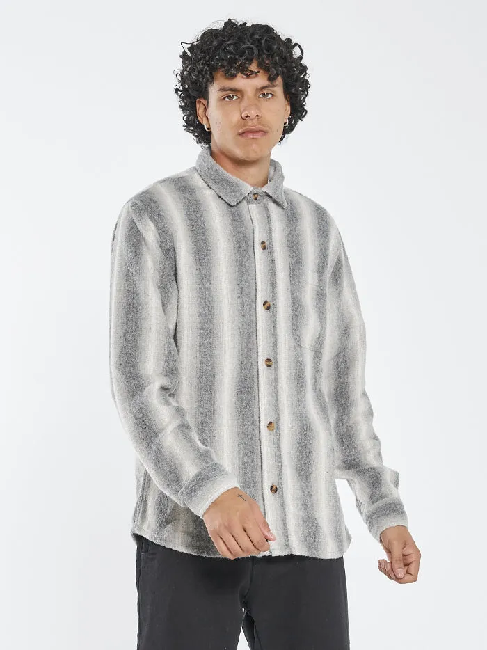 Mens Prairie Long Sleeve Flannel Shirt Grey Thrills Shirts