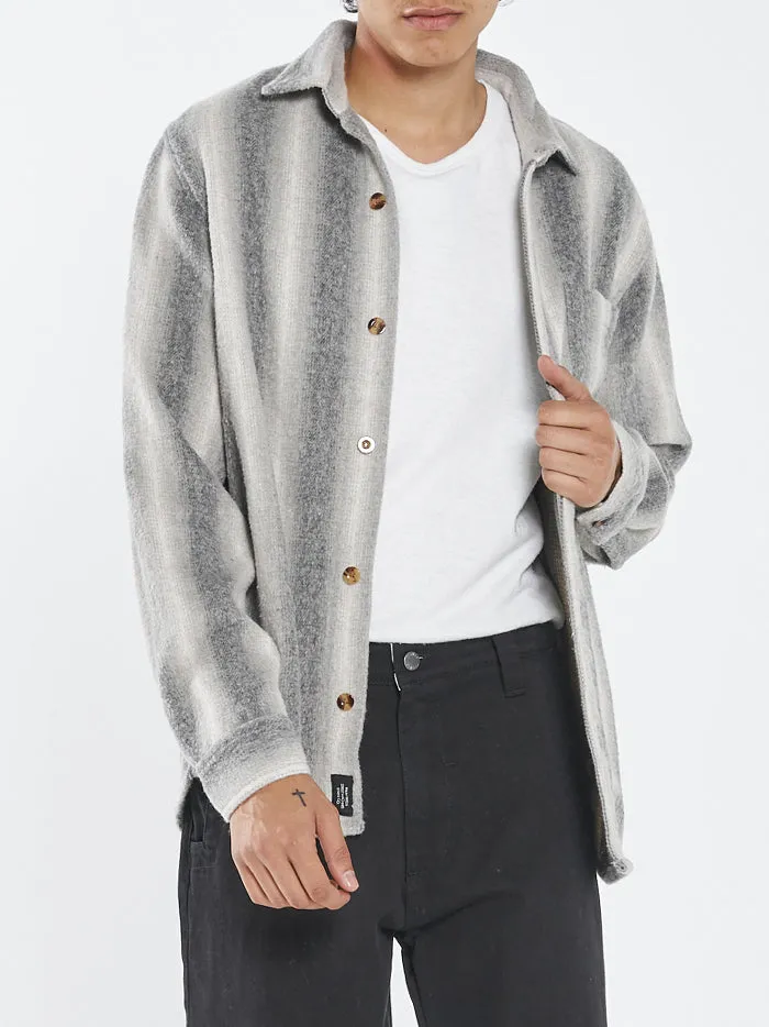 Mens Prairie Long Sleeve Flannel Shirt Grey Thrills Shirts